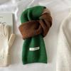 Contrast Color Scarf for Women Autumn and Winter Korean Version Cute Student Warm Knitted Knitted Matching Color Matching Decorative Scarf