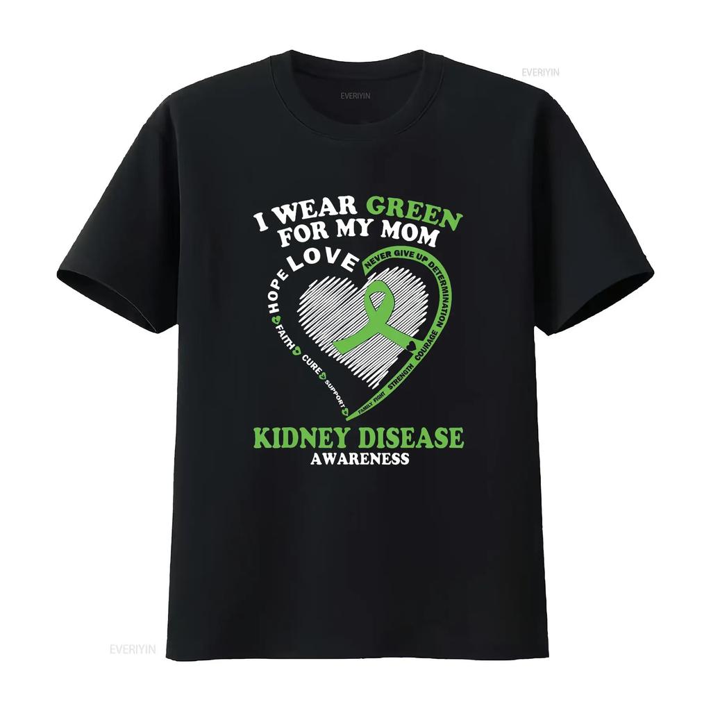 Womens I Wear Green For My Mom Kidney Disease Awareness T Shirt Black 2X Large Vintage Washed Streetwear Graphic
