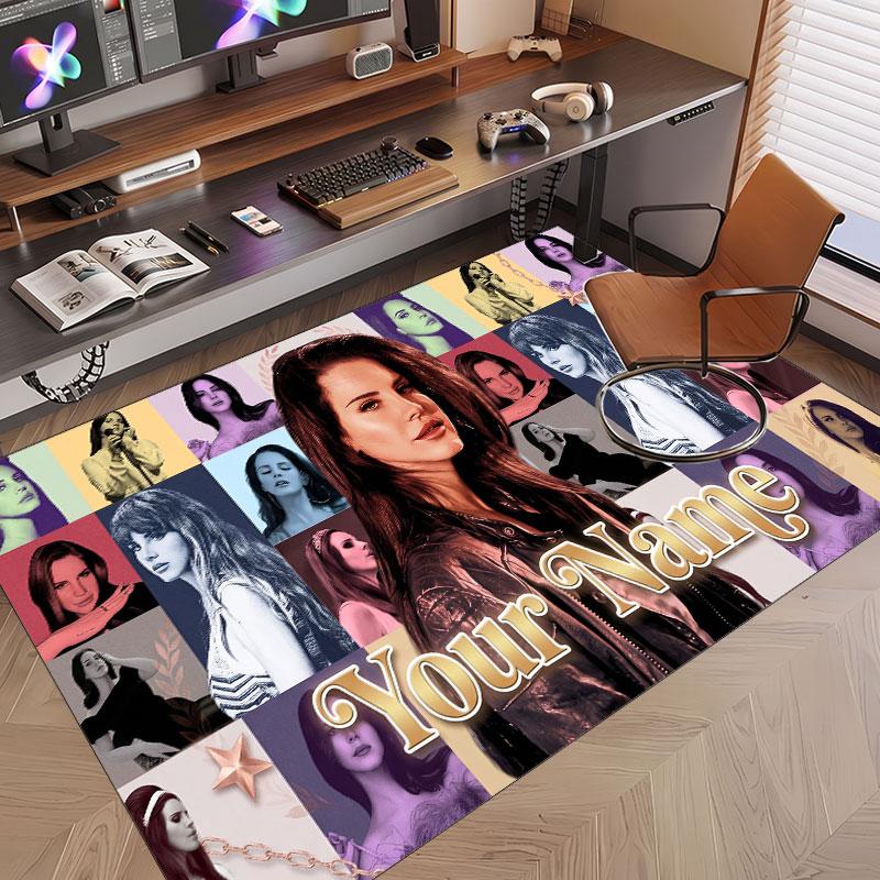 Custom Name Crystal Velvet Rug,Lana Del Rey Comfortable Anti Slip Floor Mat For Room Decoration