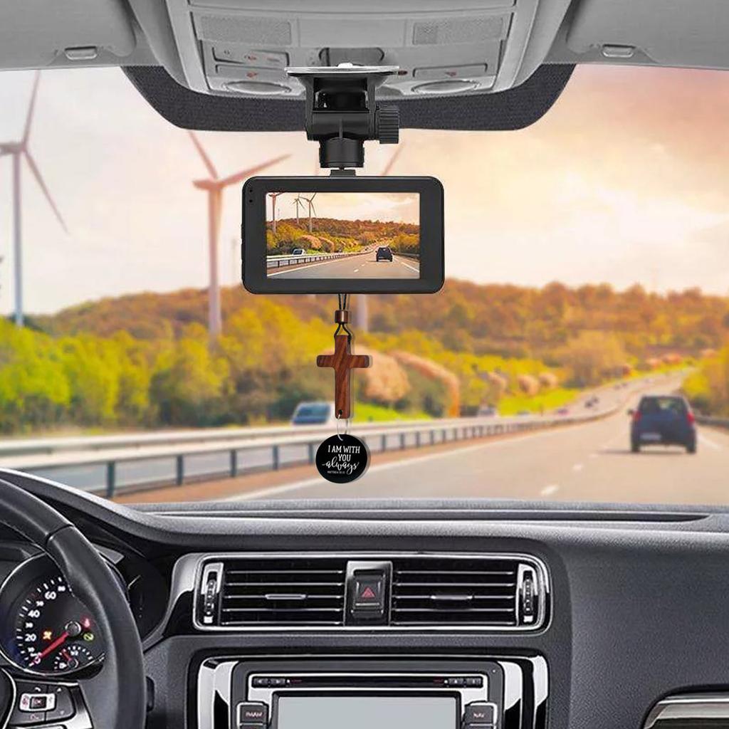 Bible Verse Car Rearview Mirror Hanging Cross Decoration