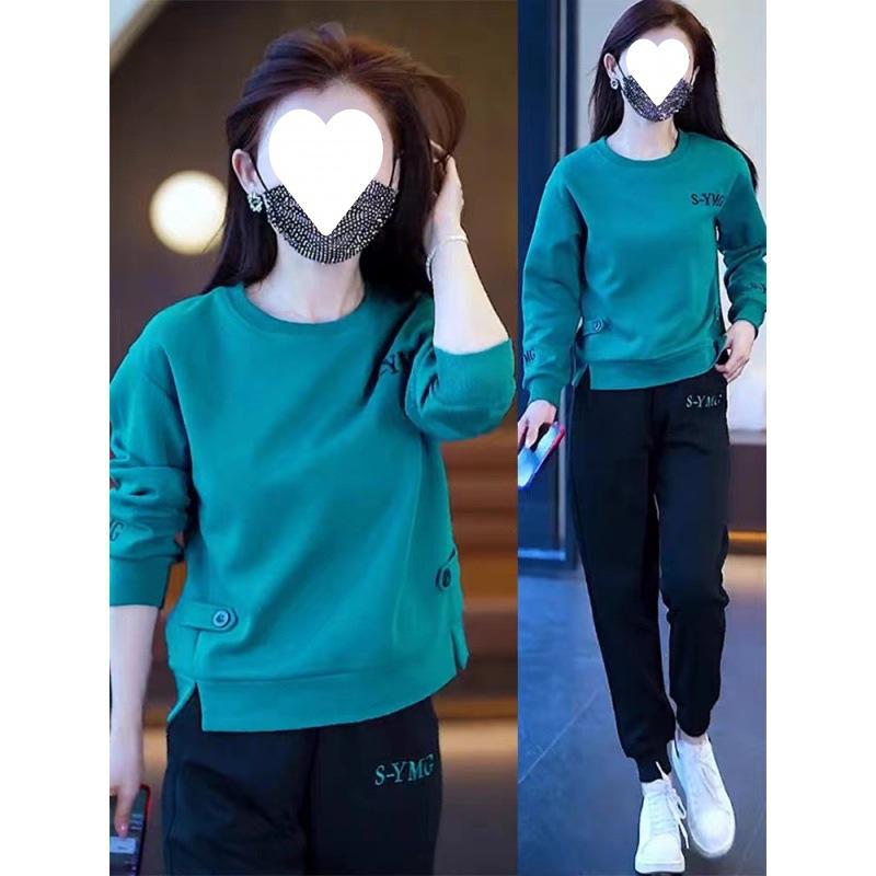 Casual Sports Suit for Women in Autumn and Winter, Loose and Age-reducing, Fashionable and Stylish Sweatshirt and Sweatpants Two-piece Set