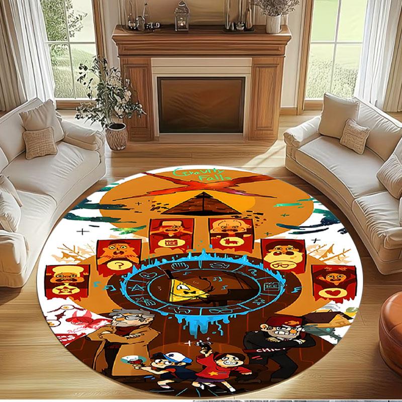 Gravity Falls Print Round Rug, Washable Floor Carpet, For Entryway Dorm Laundry Room Office Study, Home Decor Birthday Christmas Gift
