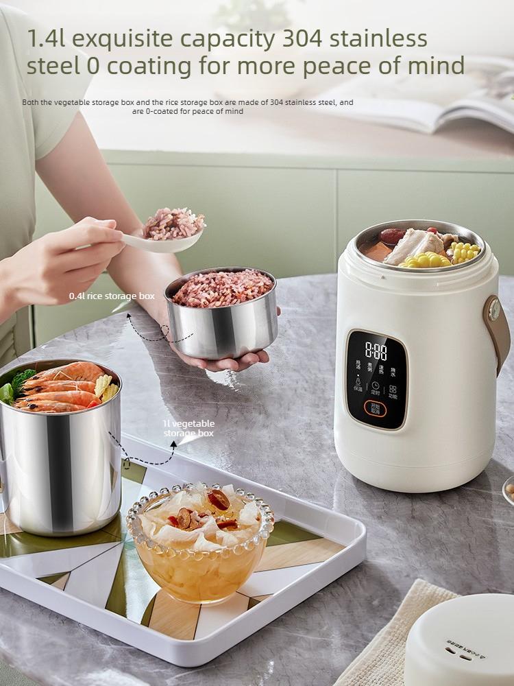

220V 1.4L Multi Fresh Cooking Cup Electric Stewing Cup,small Congee Cooking Utensil & 304 Stainless Steel Food and Vegetable Box 220v