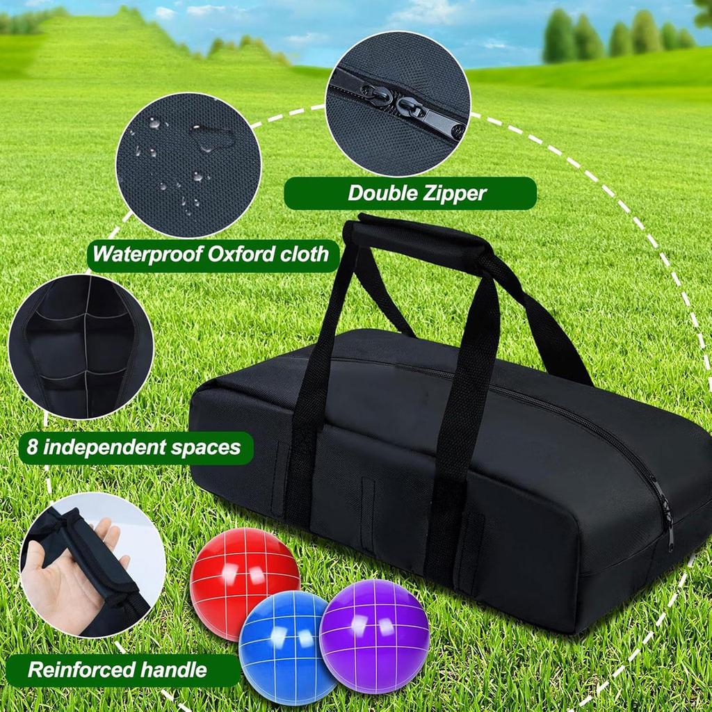 Bocce Ball Storage Bag Holds up to 8 Balls Pouch Portable Compartment Carrying Case