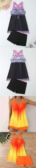 European-American Printed Spring Bikini 2025: Conservative Skirt-Style Women's Swimsuit.