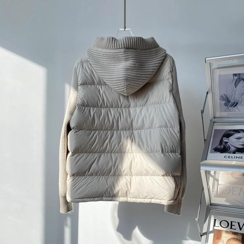 Womens Short Puffer Coat With Stand Collar 90% White Duck Down Fill Loose Fit Warm Winter Jacket Daily Wear