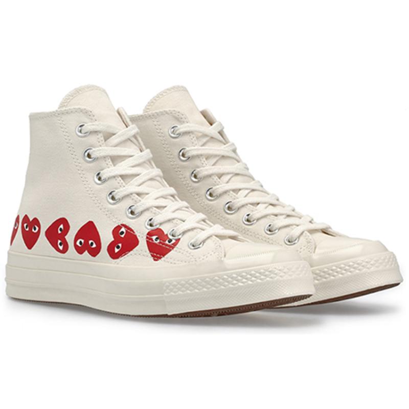 Converse 1970s Des Garçons Play Red Heart String High Top Espadrilles Unisex White