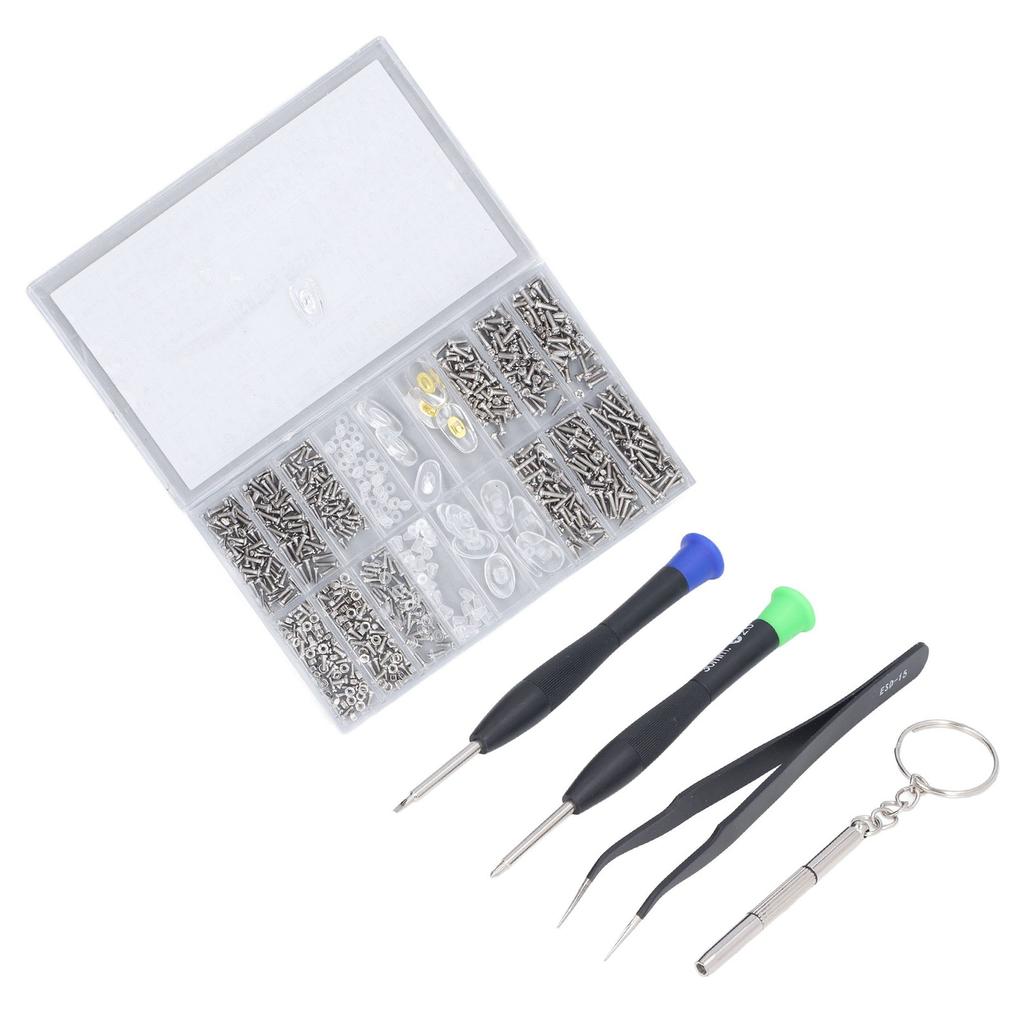 Brillenreparaturset Winzige Edelstahl-Sonnenbrillenschrauben Reparaturset mit Schraubendreher Pinzette für