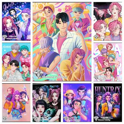 Kpop Dämonenjäger Sajaboys Film 5D Diamant Malerei Sets Cartoon Mädchen Rumi Mira Zoey Kunst Kreuzstich Mosaik Raumdeko