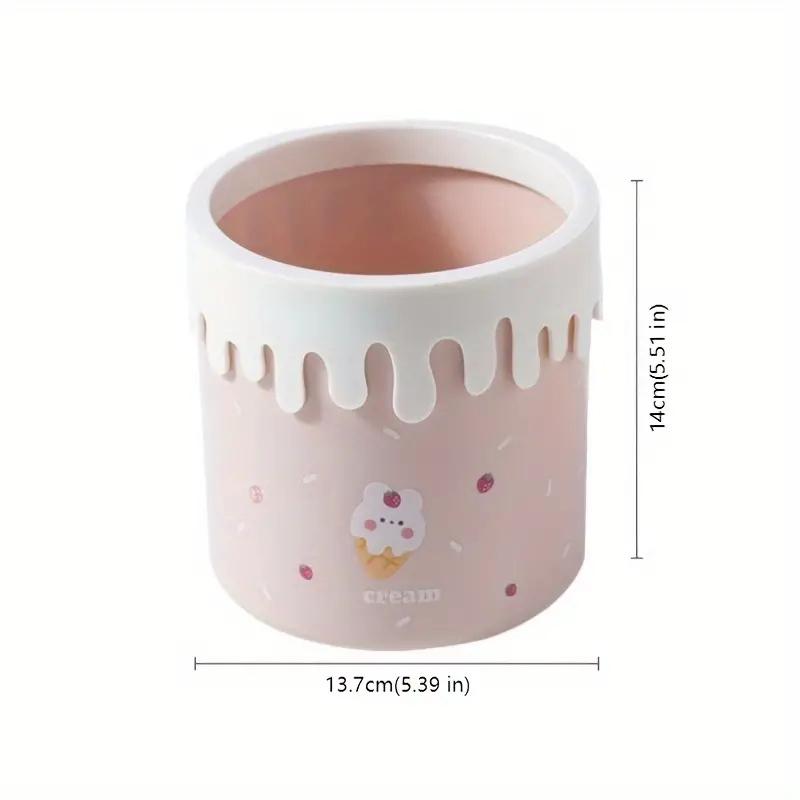 

1 шт. Мини настольные мусорные баки, милый дизайн для мороженого, высокая эстетическая ценность, небольшой размер для журнального столика и стола, круглые, без крышки <4L