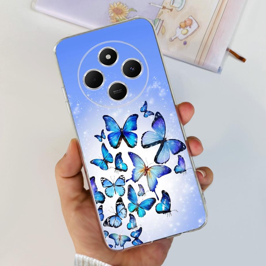 For Xiaomi Redmi 14C Case Cute Cat Butterfly Painted Cover Clear Silicone Soft TPU Phone Case For Xiaomi Redmi 14C Redmi14C Bags