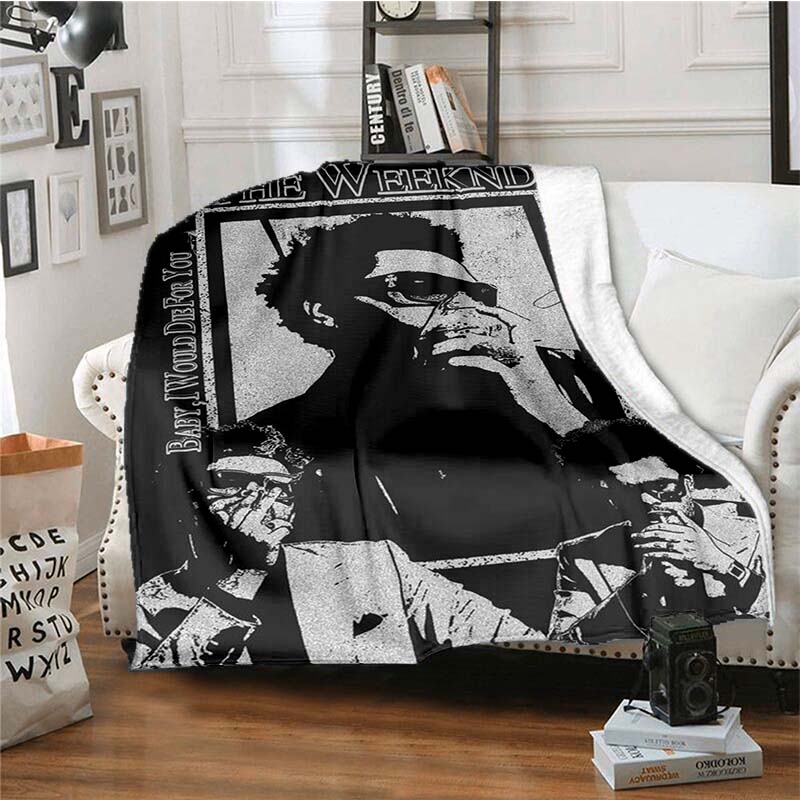 The customizable T-The Weeknd flannel soft blanket is suitable for home, bedroom, bed, sofa, travel, and children's use.