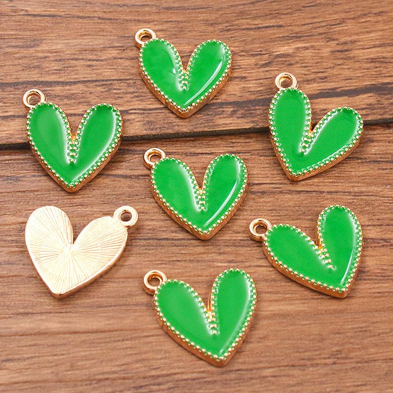 

10Pcs 16*18mm DIY Jewelry Accessories Heart Pendant зелений
