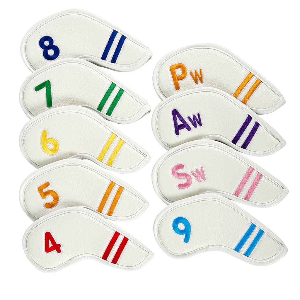 9Pcs PU Leather Golfs Iron Headcover Thick Synthetic Watertight Golfs Iron Head Cover Club Headcover Fit Most Brand