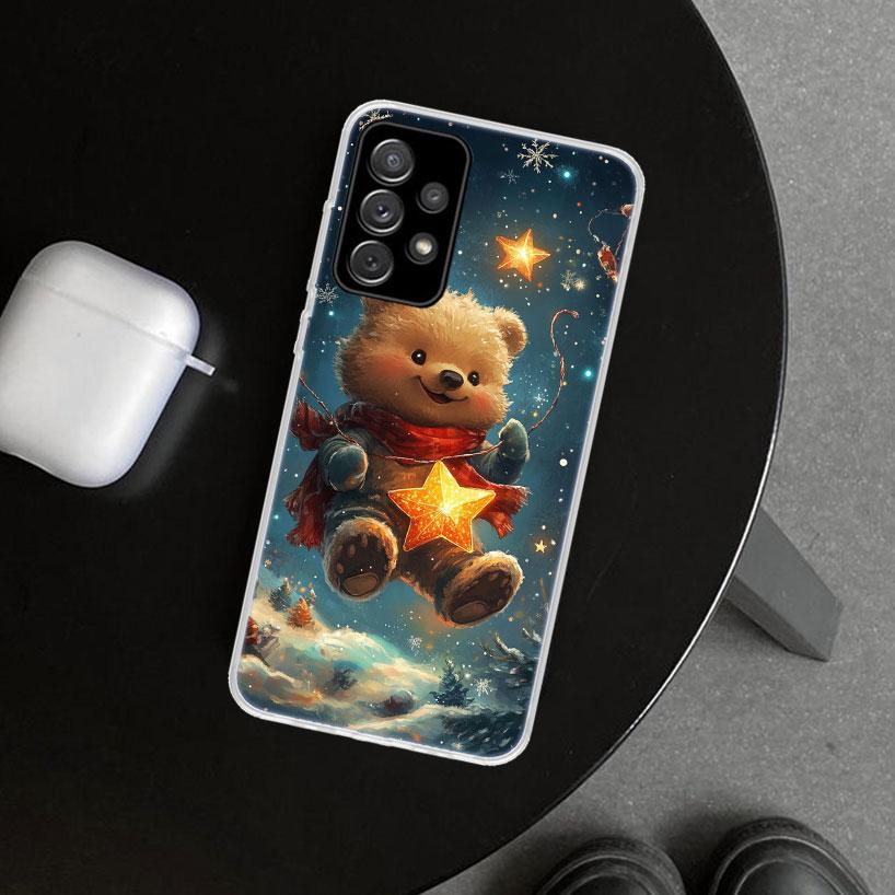 Animal Brown Cute Bear Phone Case Cover for Samsung Galaxy A12 A22 A32 A52 A72 A02S A51 A50S A31 A20S A10S Note 20 Ultra 10 Plus