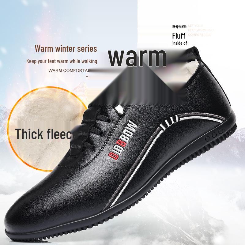 Men's White Leather Slip-On Casual Business Driving Shoes