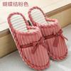 Bow cotton slippers women and men winter couples home non-slip fluffy warm floor mop corduroy slippers