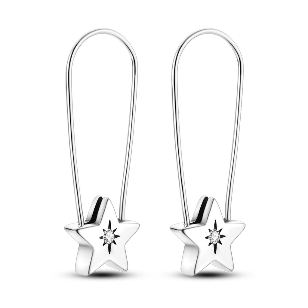 Copper Plated Hoop Earring Moon And Star Eardrop Pendientes For Woman Party Anniversary Fine Jewelry