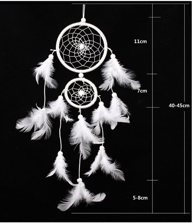 Handmade Pink White Feather Dream Catcher Wall Hanging Decoration Wind Chime Car Wedding Decoration Craft Girl Gift Ornament