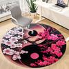 1PC Cherry Blossom Yin Yang Office Round Rug, Non slip, Soft and Durable Office Rug for Interior Decoration, Perfect for Office