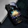 Crystal Lotus Art Black Glass Phone Case For Motorola Moto G14 G22 G24Power G24 G34 G35 G45 G54 55 G75 G84 85 Hard Black Cover