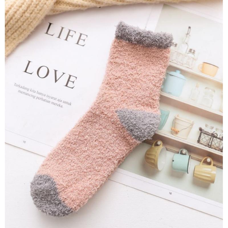 Socks Women's coral fleece socks Winter towel thickened sleeping socks Snow floor socks Medium tube socks Half fleece socks