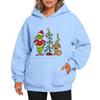 Ladies' Christmas Style Printed Hoodie With Wool And Pockets For Women