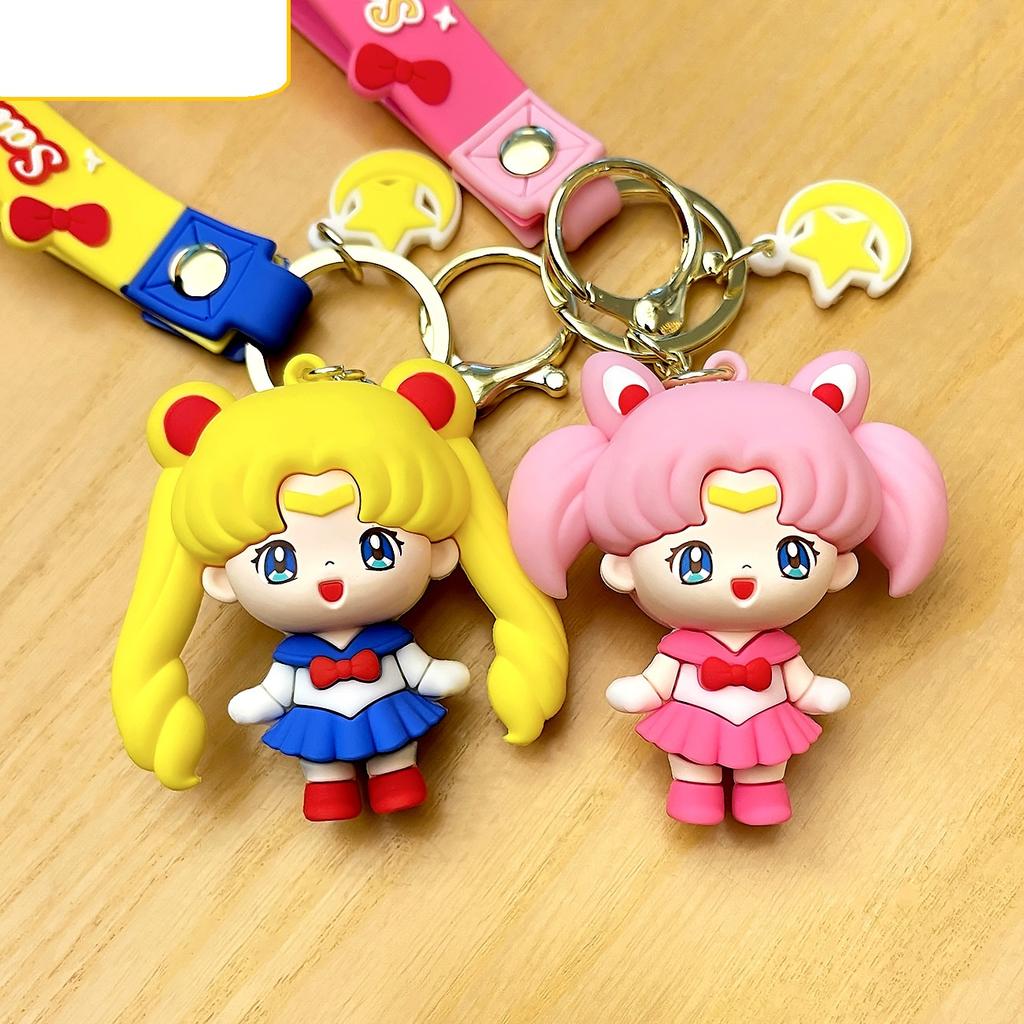 Sailor Moon Keychain Cartoon Anime Cute Cat Figure Keyring Bag Car Key Chain Christmas Gifts