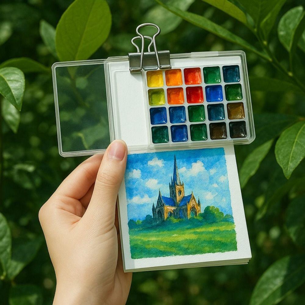 10/21 Grid Paint Pigment Box Mini Travel Painting Tray DIY Watercolor Paint Palette  Outdoor