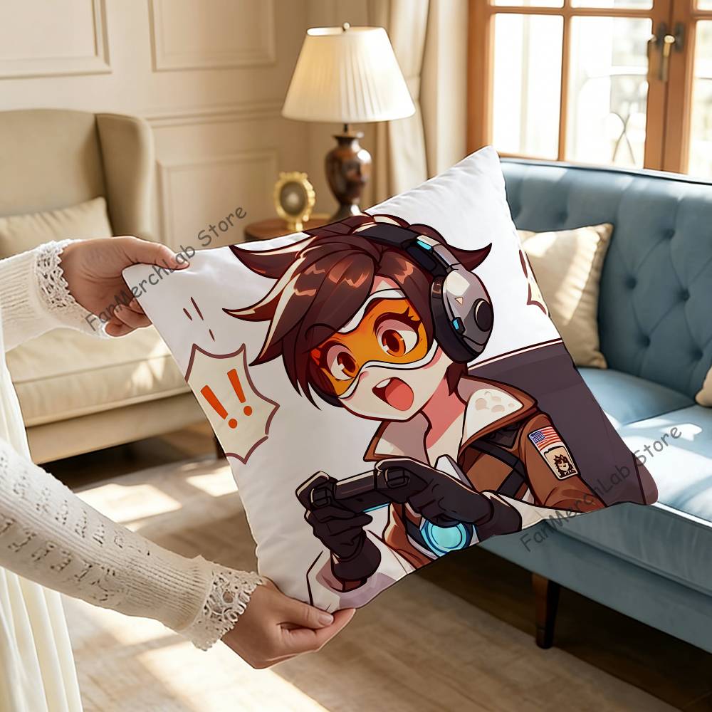Pop Game OOverwatchS Pillowcase Pillowslip Cushion Plush Boys Girls Cartoon Anime Kawaii Decoration Kids Birthday Cute Gifts