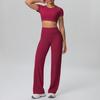 Wolkig Schnelltrocknender Gekürzter Yoga-Anzug mit Integriertem BH für Outdoor-Fitness & Laufen - Damen Sport Zweiteiliges Set