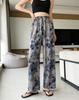 Ice silk wide-leg pants women's summer thin new Chinese ink cool pants high-waisted casual pants trousers women's clothing