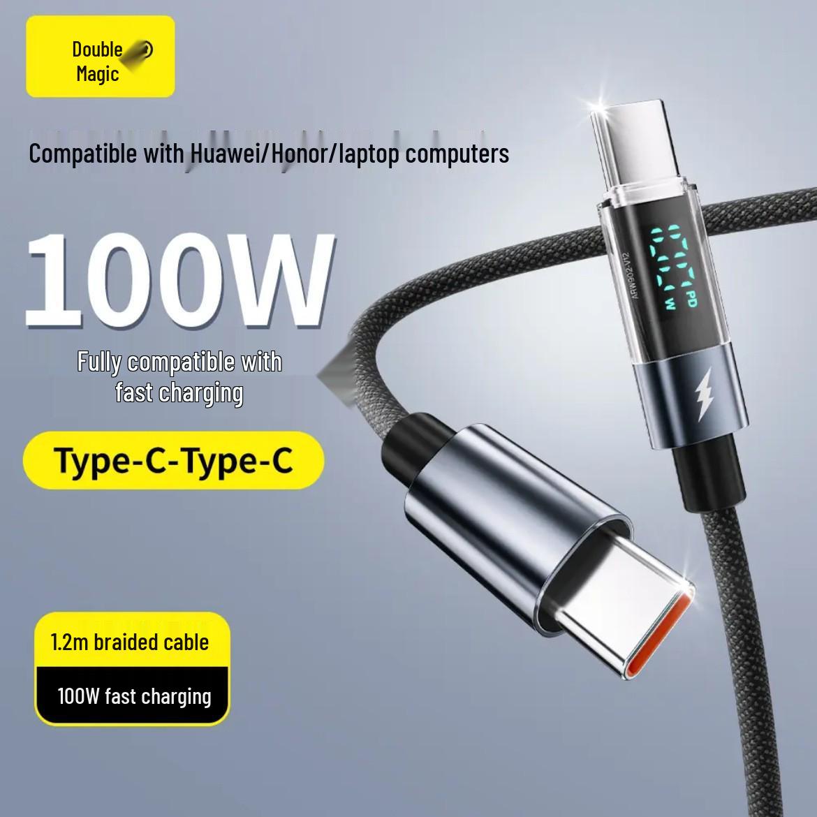 

Baimo 240W Ice Crystal Fast-Charge Type-C Cable with Digital Display and Temp Control