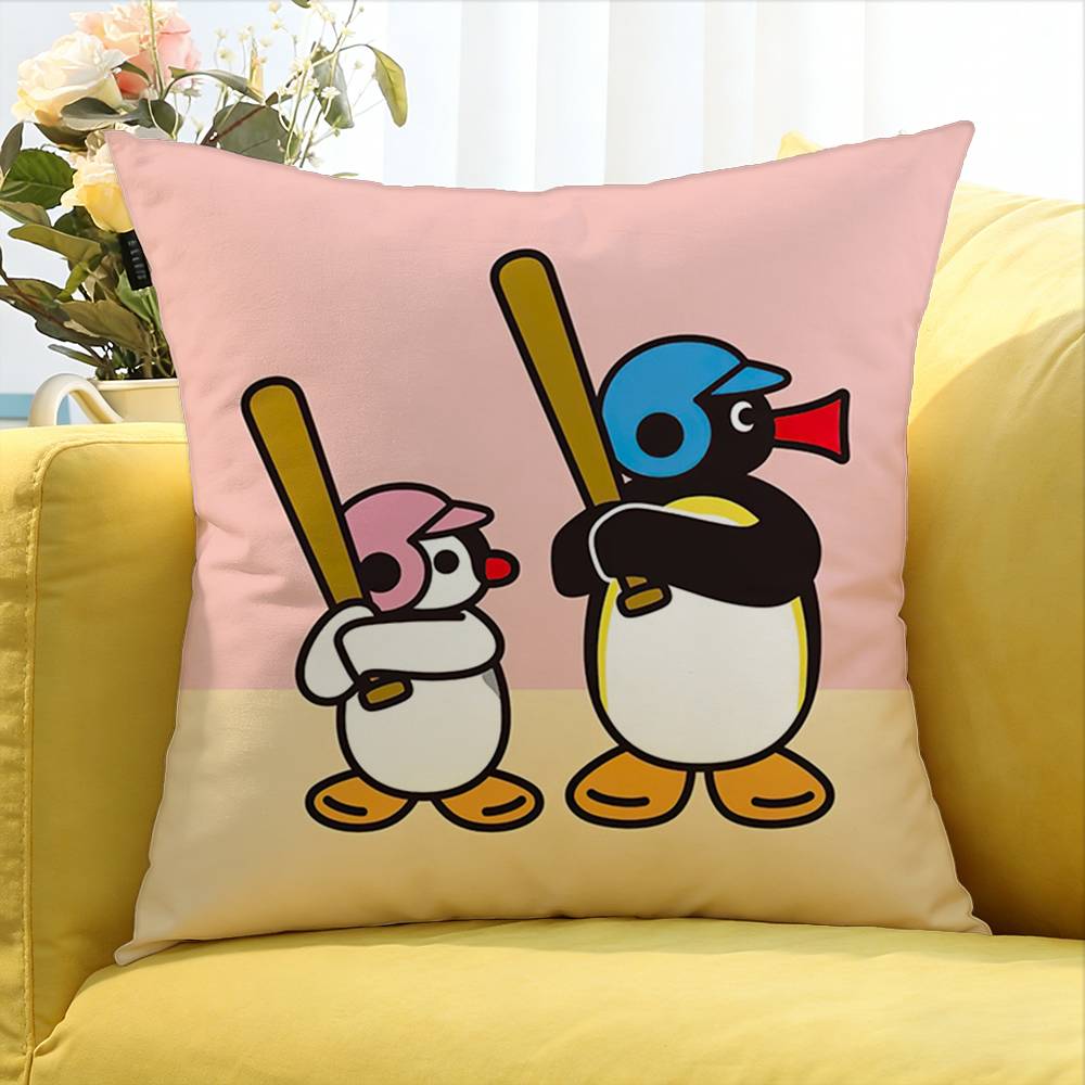 Cartoon Niedlicher Pingu Pinguin Verschiedene Größen Quadratische Kissenhülle für Auto Zuhause Schlafzimmer Dekor