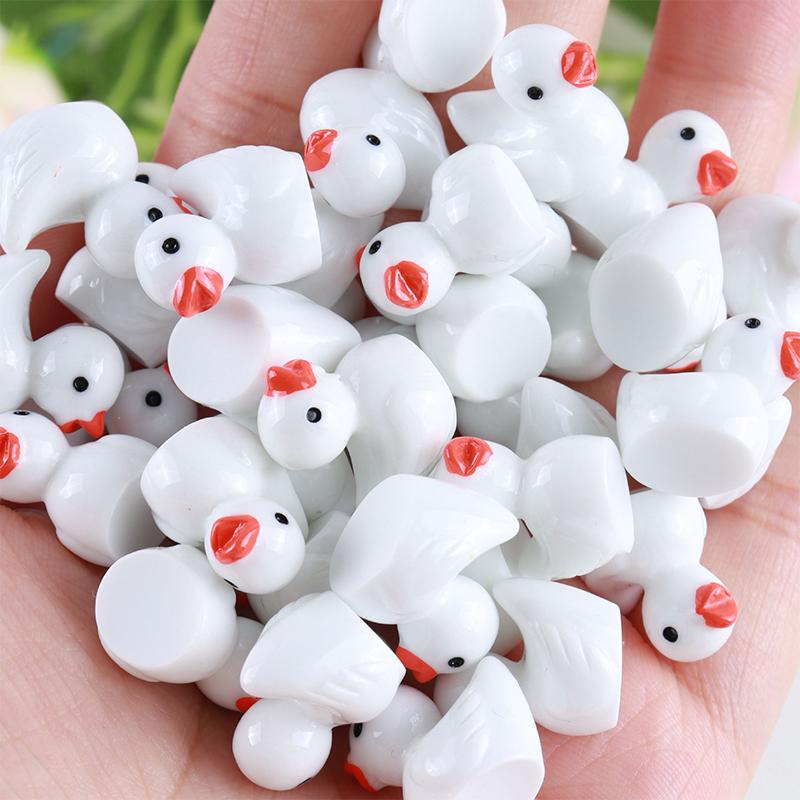 100Pcs Cartoon Cute Mini Luminous Little Duck Home Decor Resin Crafts Miniatures Ornaments Kawaii Desktop Decoration Gifts