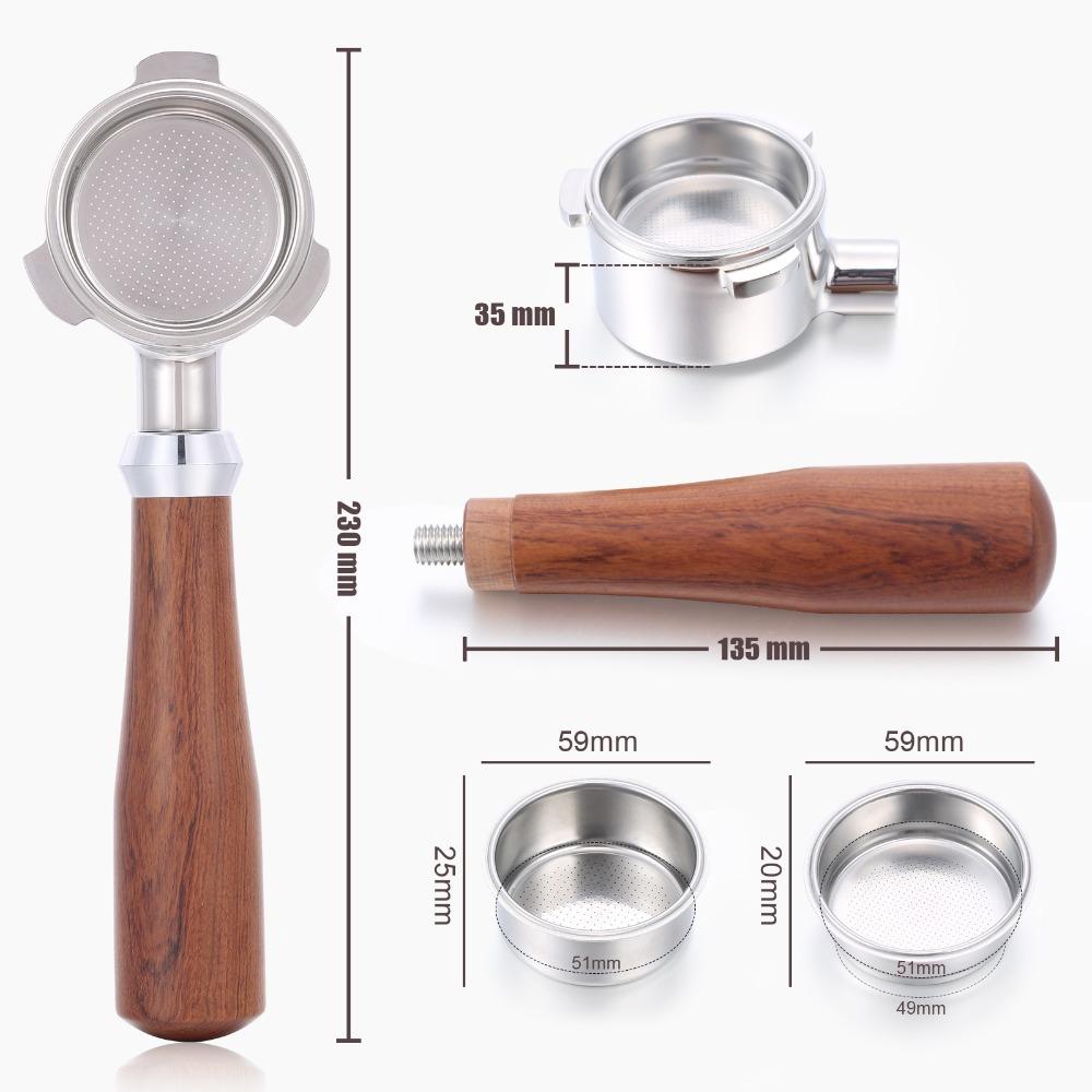 With 2 Filter Baskets Bottomless Filter Holder 3-Ear Design Espresso Filter Holder  Coffee Brewing