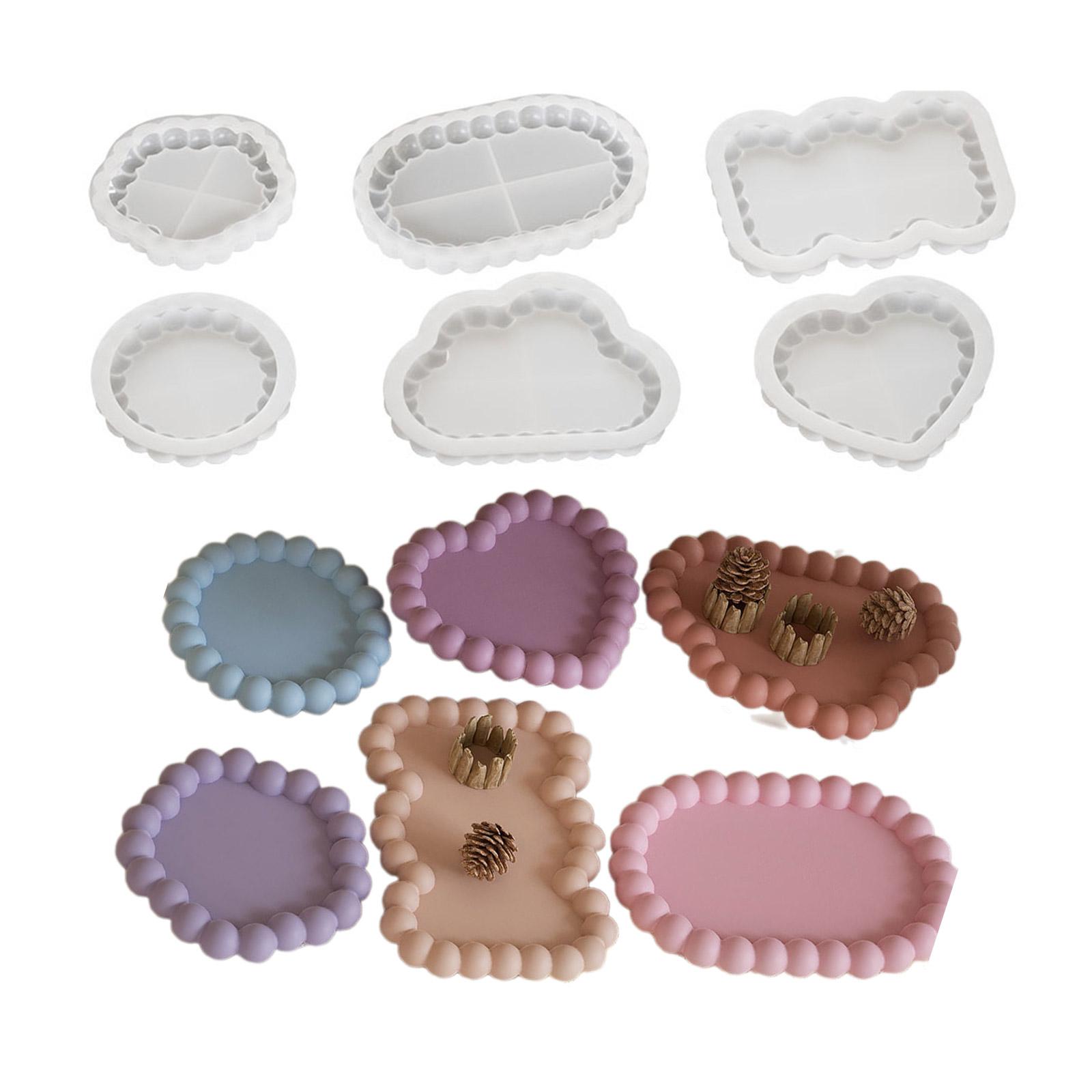 

Set of 6 Epoxy Mould for Plate Silicone Coaster Making Moulds Cup Mat Mold Geometric Shaped Jewelry Storage Tray Molds A