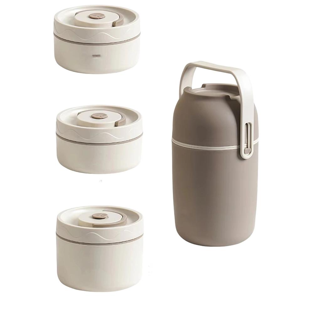 Stainless Steel Insulated Lunch Box Portable Food Container Set 3 Layer Stackable Thermal Storage Box with Sealed Lids for Office School Use