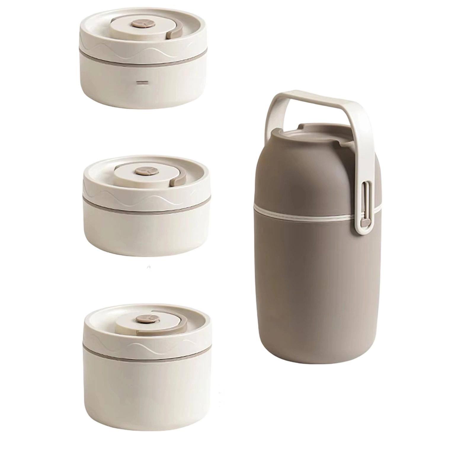 английский: 3-уровневый изолированный набор ланч-боксов из нержавеющей стали для и школы one size кофейный