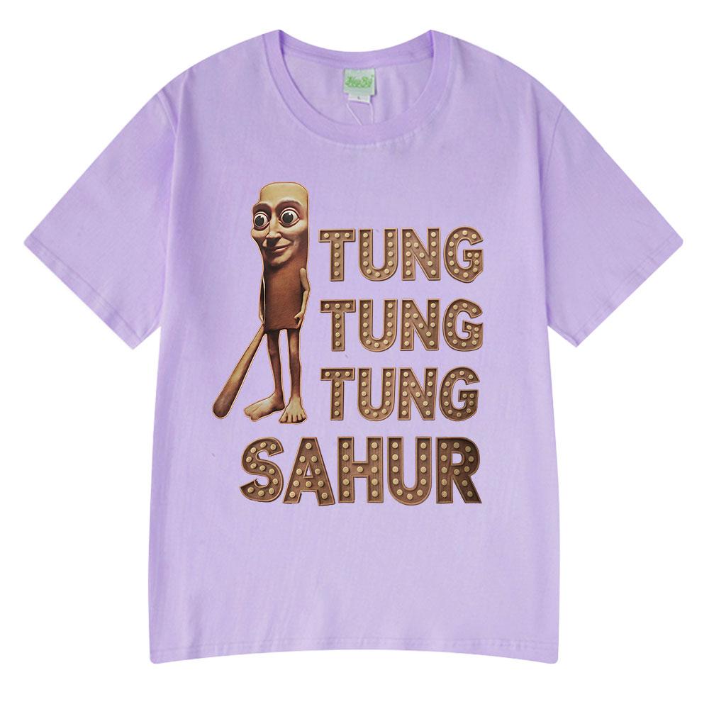 Tung Tung Tung Sahur Lustiges Italienisches Gehirnfäule Baseballschläger Meme T-Shirt Unisex Kleidung Mode T-Shirts Unisex Sommer Rundhals T-Shirt