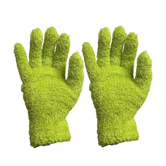 1 Pair Microfiber Dusting Gloves Plant Leaf Cleaning Gloves Fuzzy Dust Removal Gloves for Indoor Plants Furniture Blinds