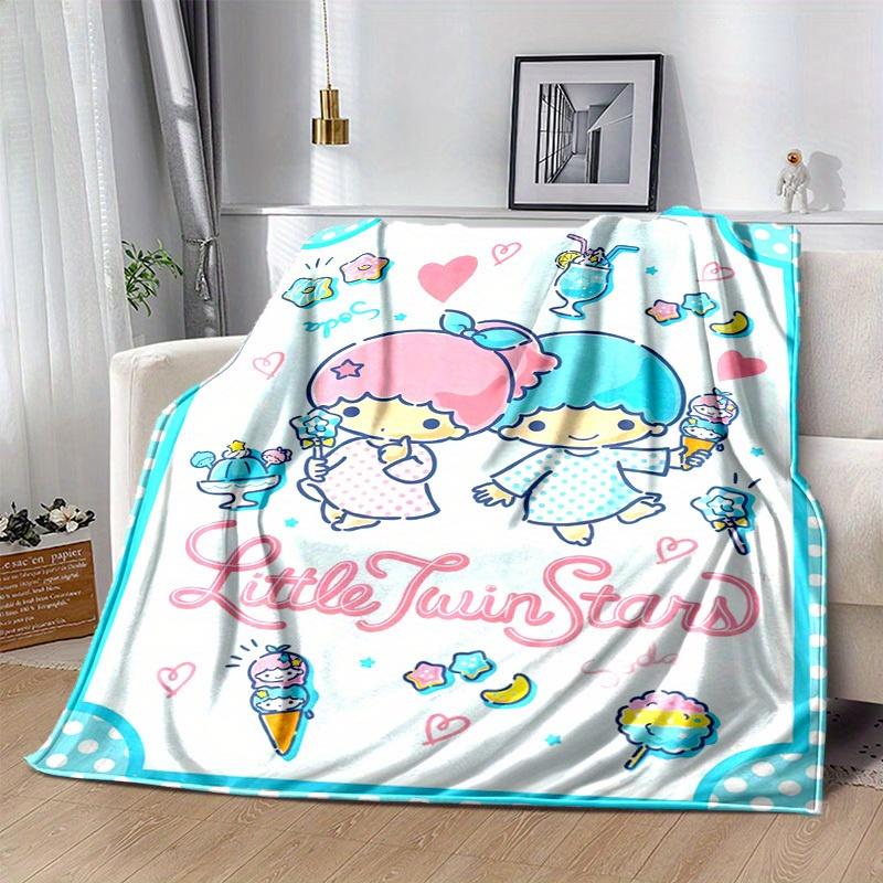 1pc Sanrio Little Twin Stars Home Decor Flannel Blanket: Perfect Gift for Bedroom, Living Room, Travel, Camping, Car, Beach, Office Nap, Ideal Sofa Th