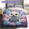 Set cu cuvertură și fețe de pernă cu model de desene animate Decorare casă Cadou de ziua de naștere (1 * husă de pilotă + 2 * fețe de pernă, fără miez)