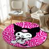 Retro Round Rainbow Multicolor Rug Mat, Non-Slip Floor Mat for Office