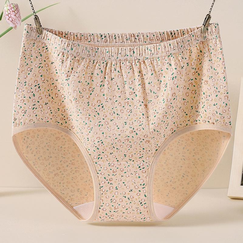 Plus Size Women Summer Jacquard High Waist Belly Wrap Hip Comfortable Antibacterial Crotch Triangle Briefs