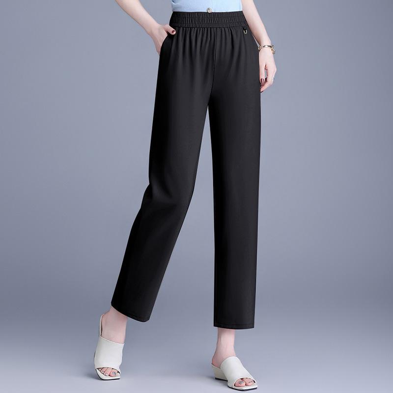 

2026 New Spring/Summer Fashionable Pants for Middle-Aged Women: Casual, Loose, Skinny Fit XL чорний
