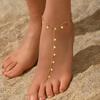 Hot-selling Bohemian style diamond-set toe anklet women's fashion versatile gold disc pendant beach foot accessories