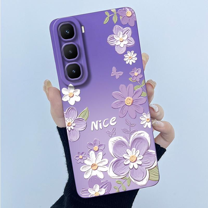 For Infinix Hot 60 Pro Plus Case Fashion Simplicity Flower Liquid Silicone Camera Protection Cover For Infinix Hot 60 Pro+ Capa