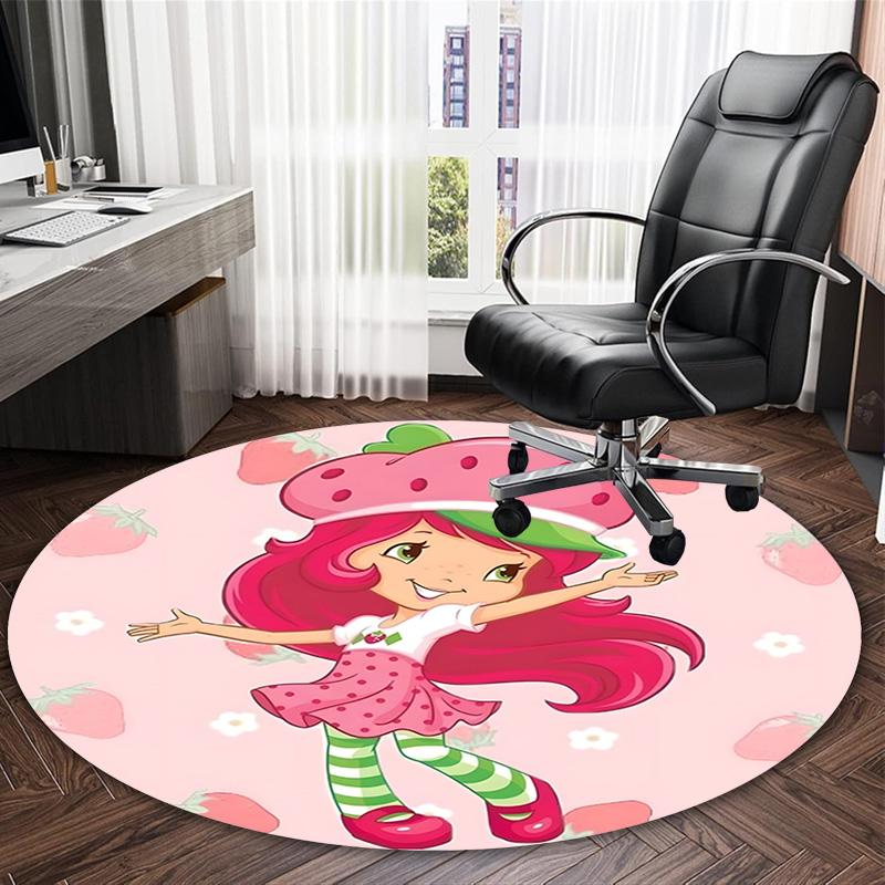 1pc Princess Strawberry11 Carpet, Round Rug, Comfortable, Suitable for Entryways, Living Rooms, Office, And Bedrooms, Christmas Decoration