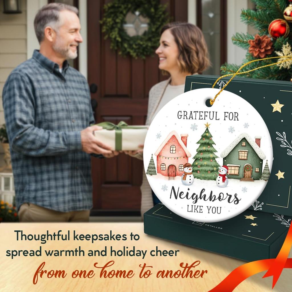 Neighbor Ornament 2025, Ceramic Thank You Gifts for Good Neighbors, Birthday for Women, Men
